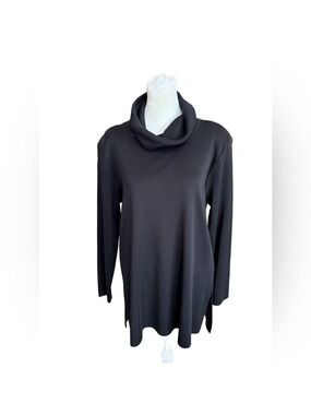 Misook Size M black turtleneck top cowl neck funnel neck wardrobe staple neutral
